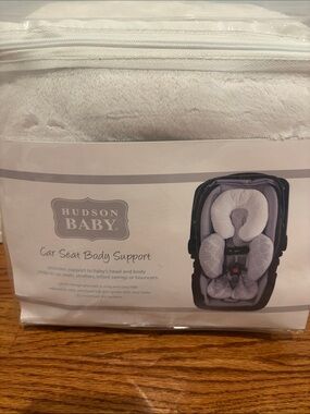 Hudson Baby Plush Car Seat Body Support - Light Gray/White